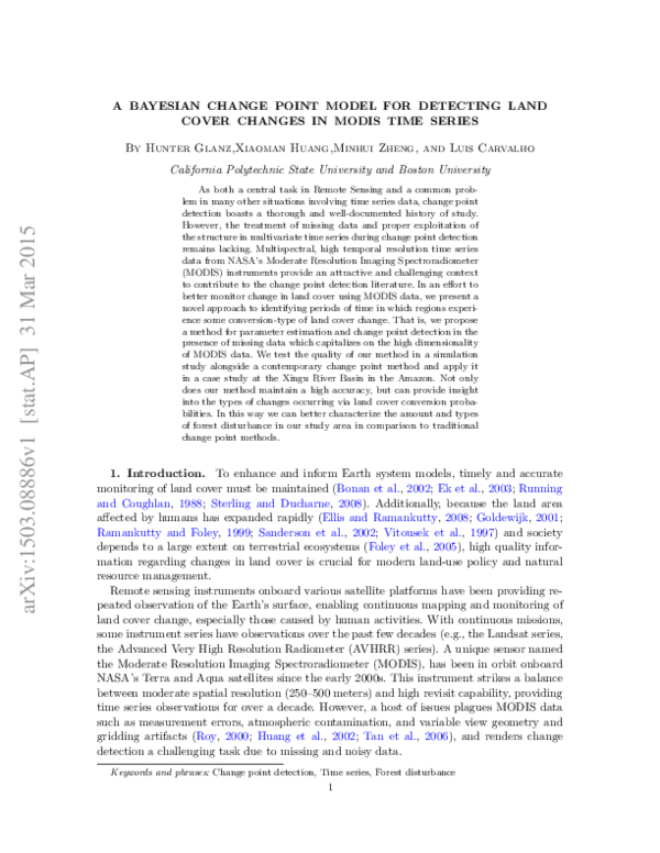 (PDF) A Bayesian Change Point Model for Detecting Land Cover Changes in ...