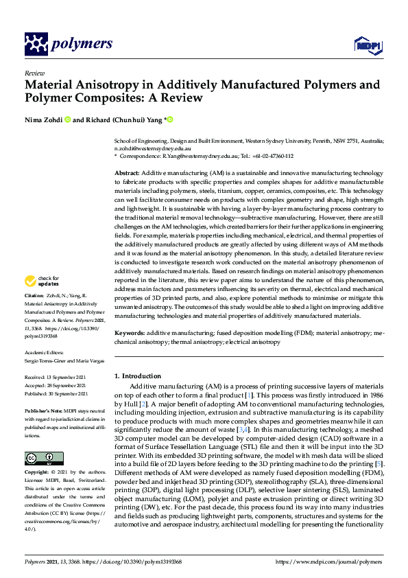 (PDF) Material Anisotropy in Additively Manufactured Polymers and ...