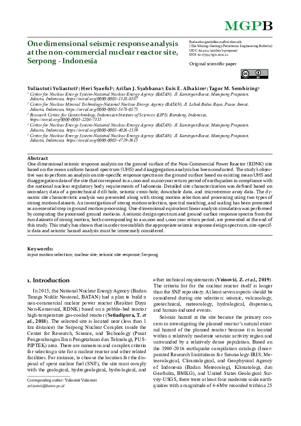 (PDF) One Dimensional Seismic Response Analysis at the Non-Commercial ...