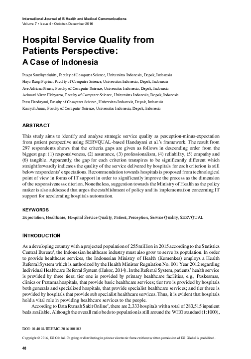 Pdf Hospital Service Quality From Patients Perspective Pdf Hospital Service Quality From Patients Perspective