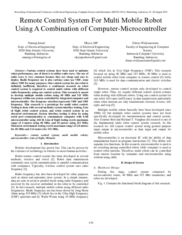 (PDF) Remote Control System For Multi Mobile Robot Using A Combination ...