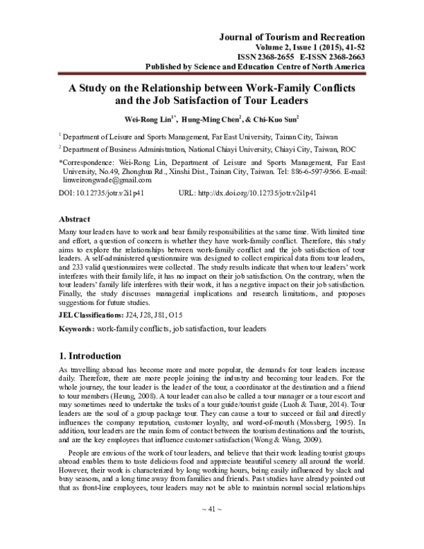 (PDF) A Study on the Relationship between Work-Family Conflicts and the ...
