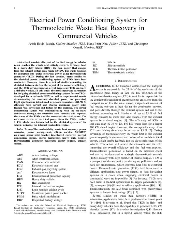 (PDF) Electrical Power Conditioning System for Thermoelectric Waste