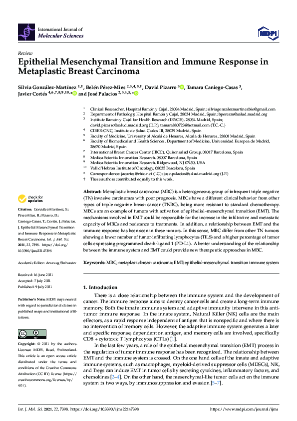 (PDF) Epithelial Mesenchymal Transition and Immune Response in ...