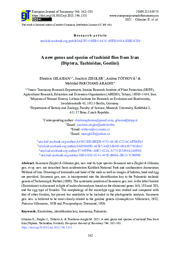 (PDF) A new genus and species of tachinid flies from Iran (Diptera ...