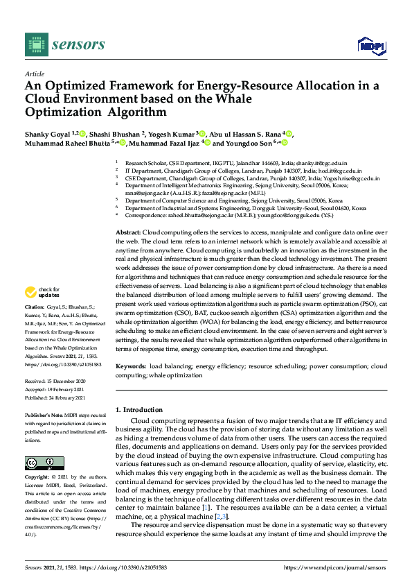 (PDF) An Optimized Framework for Energy-Resource Allocation in a Cloud ...