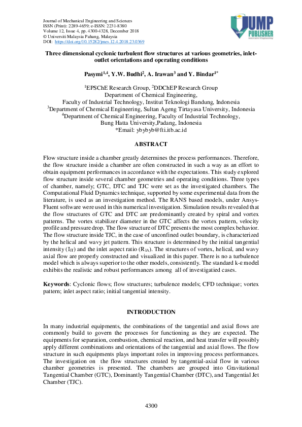 (PDF) Three dimensional cyclonic turbulent flow structures at various ...