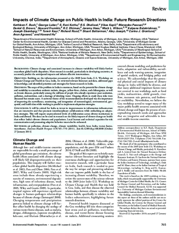 (PDF) Impacts of Climate Change on Public Health in India: Future ...