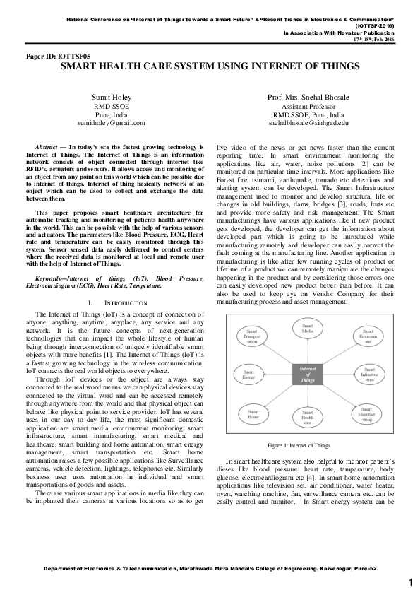 (PDF) Smart Health Care System Using Internet Of Things