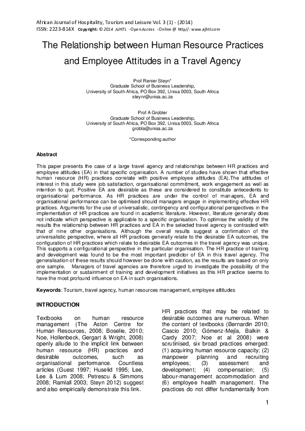 (PDF) The Relationship between Human Resource Practices and Employee ...