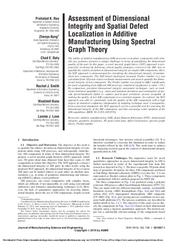 (PDF) Assessment of Dimensional Integrity and Spatial Defect ...