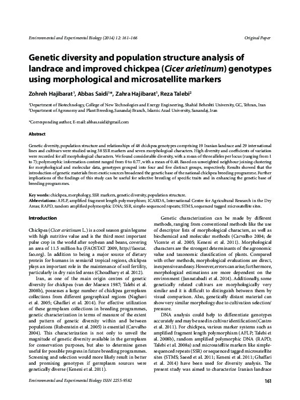 (PDF) Genetic diversity and population structure analysis of landrace ...