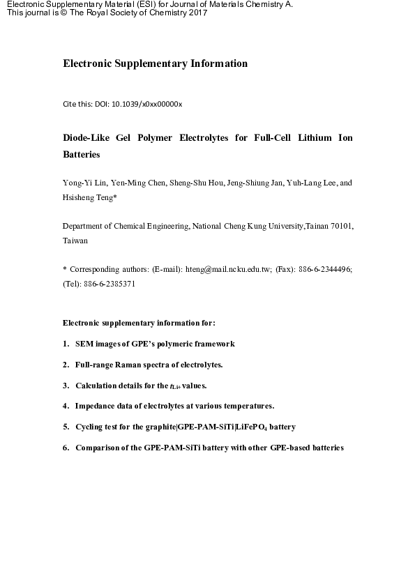 (PDF) Diode-like gel polymer electrolytes for full-cell lithium ion ...