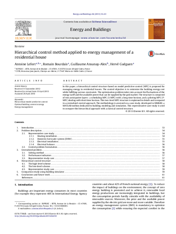(PDF) Hierarchical control method applied to energy management of a ...