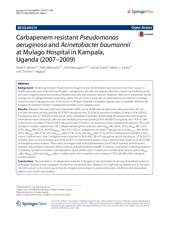 (PDF) Carbapenem resistant Pseudomonas aeruginosa and Acinetobacter ...