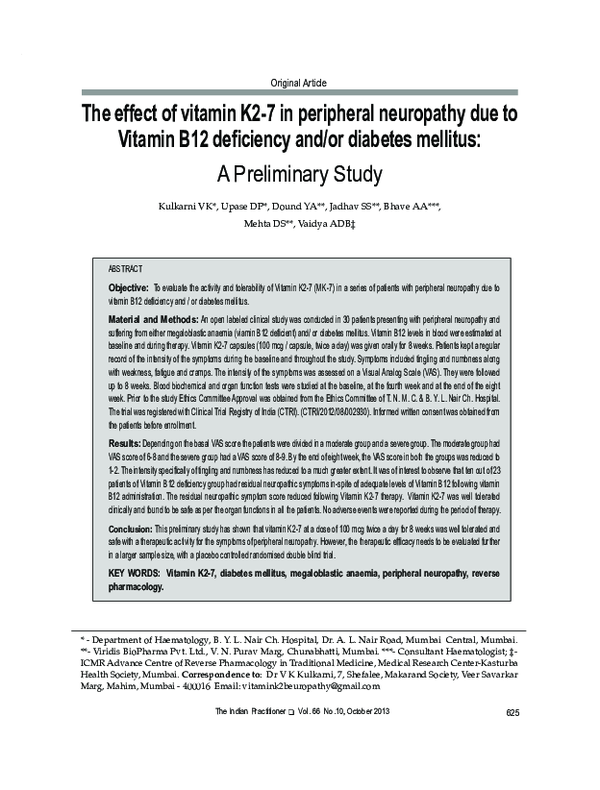 (PDF) The effect of vitamin K27 in peripheral neuropathy due to