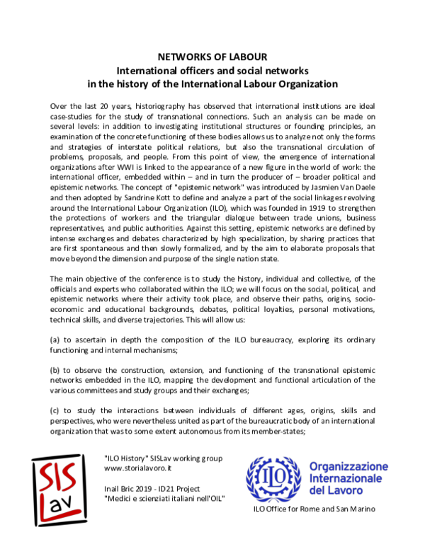 (PDF) 2022. CFP: Networks of Labour. International officers and social ...