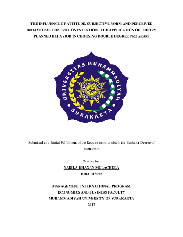 (PDF) The Influence of Attitude, Subjective Norm and Perceived ...