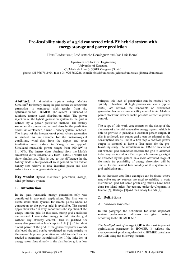 (PDF) Pre-feasibility study of a grid connected wind-PV hybrid system ...