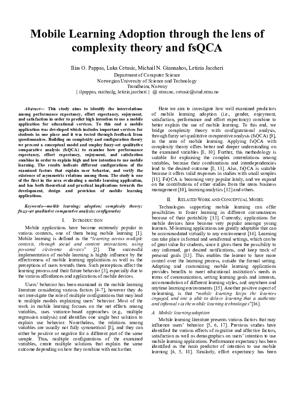 (PDF) Mobile learning adoption through the lens of complexity theory ...
