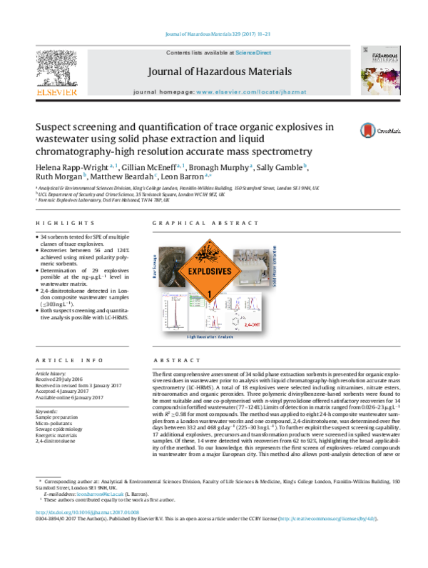 (PDF) Suspect screening and quantification of trace organic explosives ...