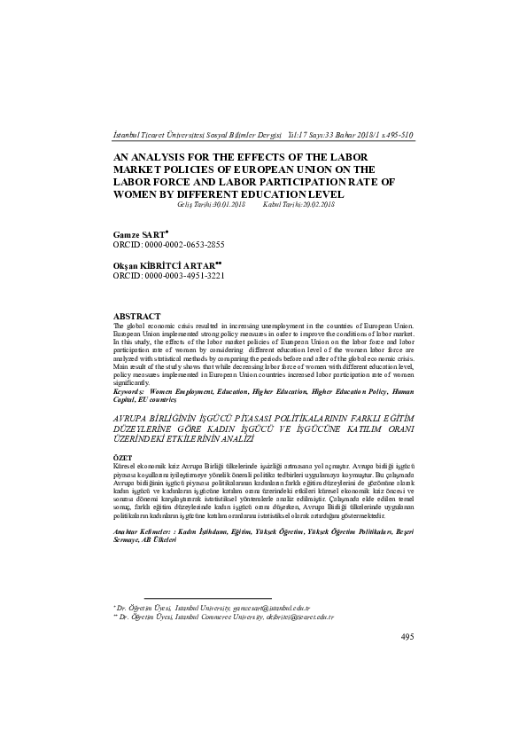 (PDF) AN ANALYSIS FOR THE EFFECTS OF THE LABOR MARKET POLICIES OF ...