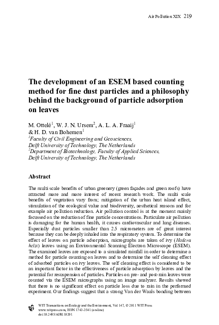 (PDF) The development of an ESEM based counting method for fine dust ...