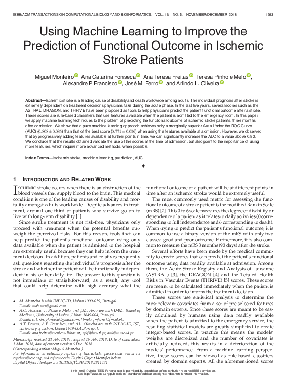 (PDF) Using Machine Learning to Improve the Prediction of Functional ...