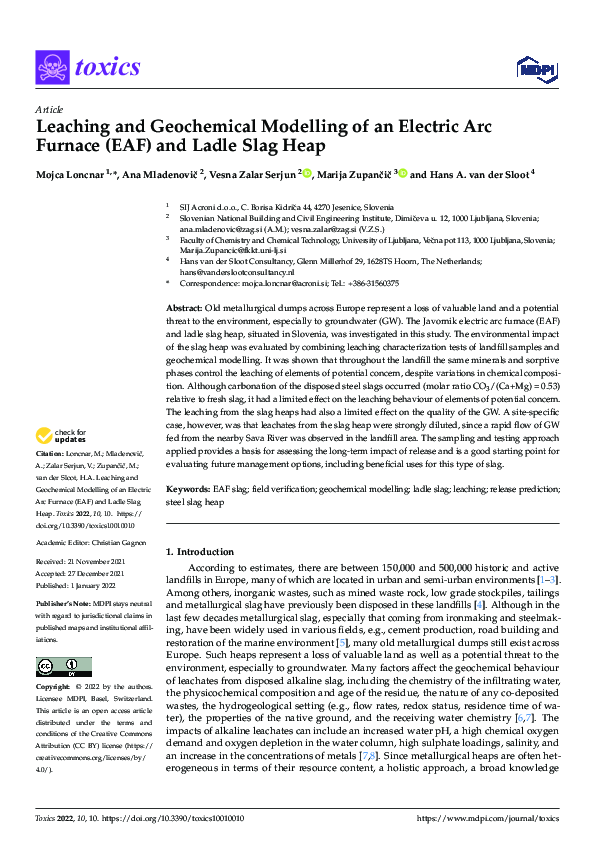 (PDF) Leaching and Geochemical Modelling of an Electric Arc Furnace