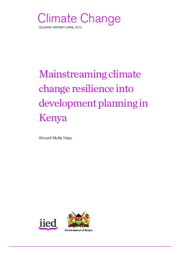 (PDF) Mainstreaming climate change resilience into development planning ...
