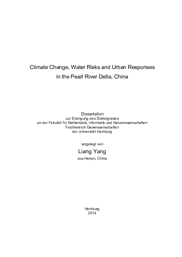 (PDF) Climate Change, Water Risks and Urban Responses in the Pearl ...