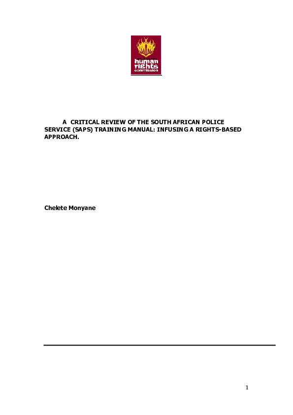 (PDF) A CRITICAL REVIEW OF THE SOUTH AFRICAN POLICE SERVICE (SAPS ...