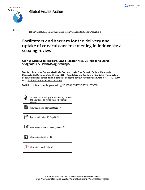 (PDF) Facilitators and barriers for the delivery and uptake of cervical ...