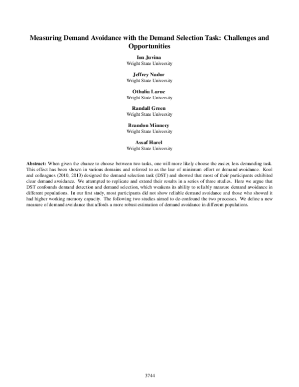 (PDF) Measuring Demand Avoidance with the Demand Selection Task ...