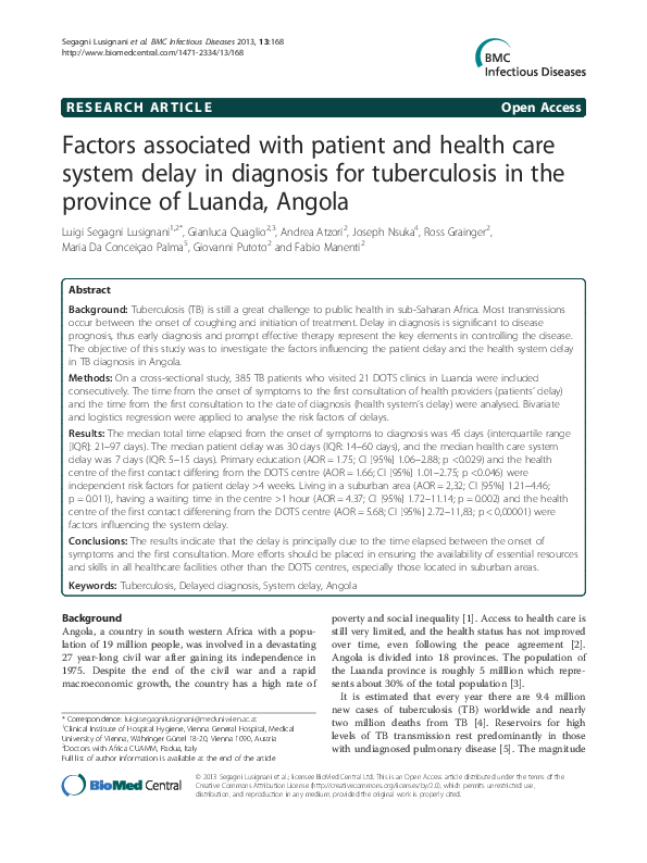 (PDF) Factors associated with patient and health care system delay in ...