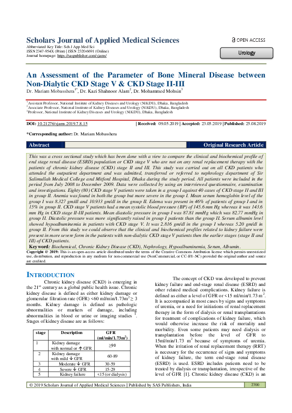 (PDF) An Assessment of the Parameter of Bone Mineral Disease between ...