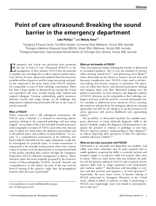 (PDF) Point of care ultrasound: Breaking the sound barrier in the ...