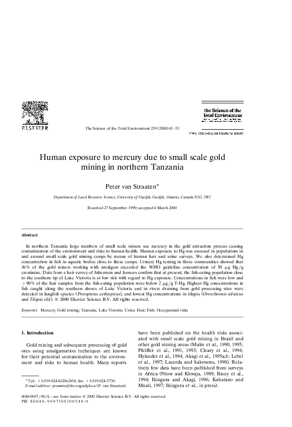 (PDF) Human exposure to mercury due to small scale gold mining in ...