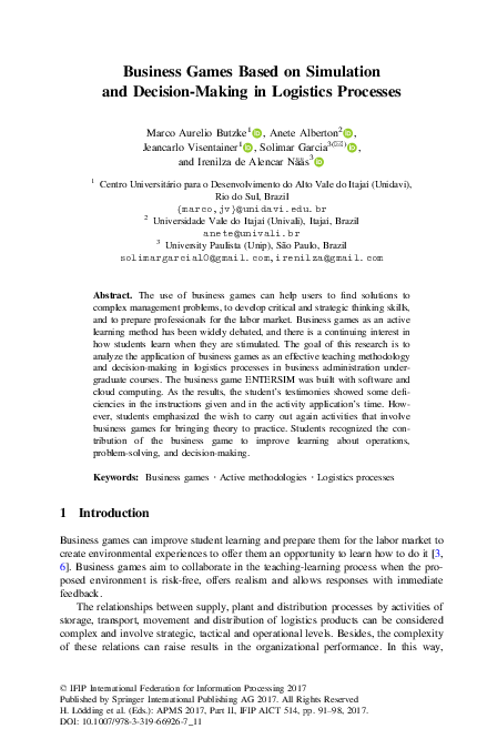 (PDF) Business Games Based on Simulation and Decision-Making in ...