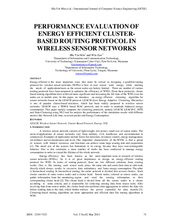 (PDF) Performance Evaluation of Energy Efficient Cluster-Based Routing ...