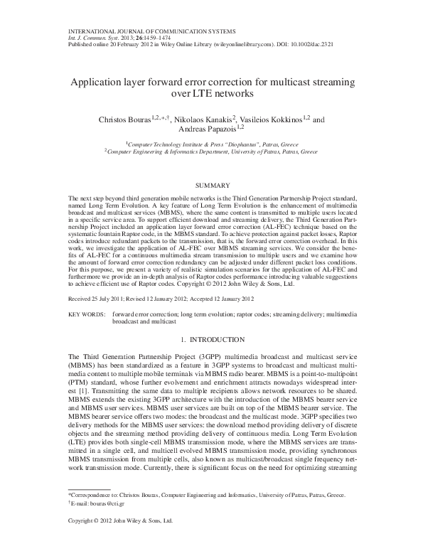 (PDF) Application layer forward error correction for multicast ...