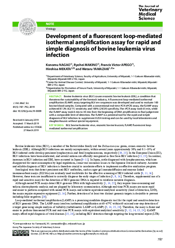 (PDF) Development of a fluorescent loop-mediated isothermal ...