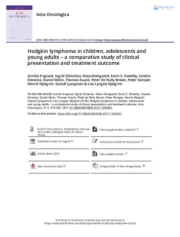 (PDF) Hodgkin lymphoma in children, adolescents and young adults - a ...