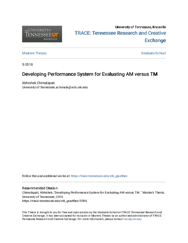 (PDF) Developing Performance System for Evaluating AM versus TM