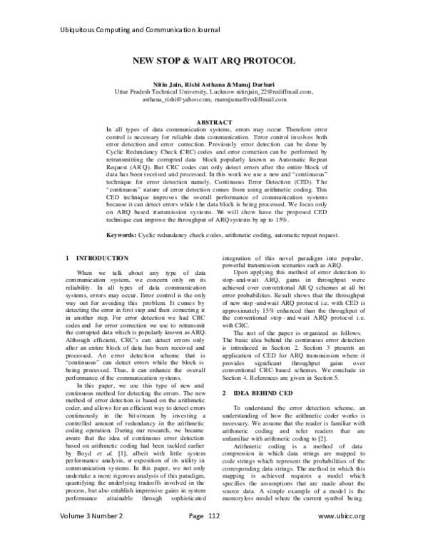 (PDF) New Stop & Wait Arq Protocol