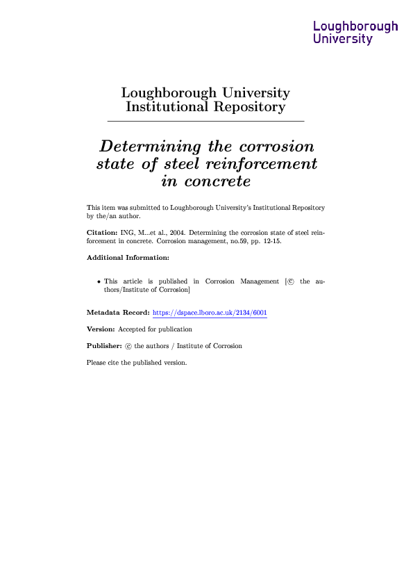 (PDF) Determining the corrosion state of steel reinforcement in concrete