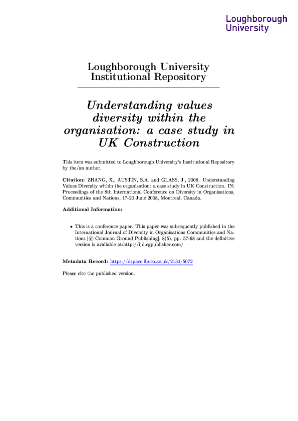 (PDF) Understanding Values Diversity within the Organisation