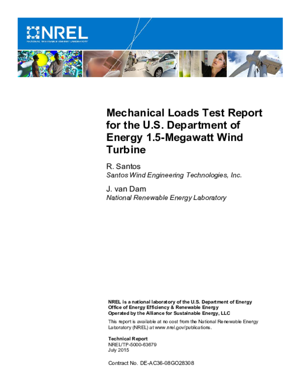(PDF) Mechanical Loads Test Report for the U.S. Department of Energy 1. ...