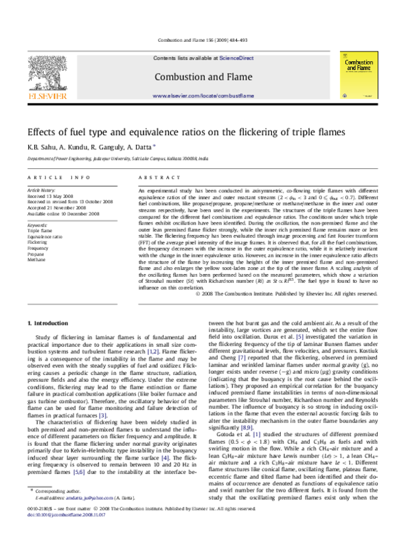 (PDF) Effects of fuel type and equivalence ratios on the flickering of ...