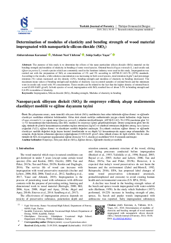 (PDF) Determination of modulus of elasticity and bending strength of ...